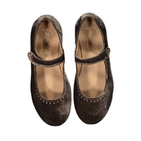 Papanatas Brown Velvet Dot Detail Mary Janes