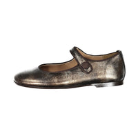 Papanatas Brown Metallic Button Mary Janes