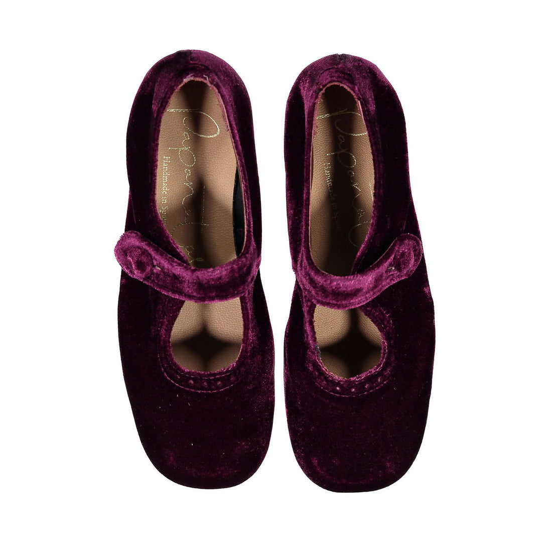 Papanatas Burgundy Velvet Old School Mary Janes