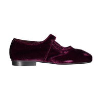 Papanatas Burgundy Velvet Old School Mary Janes