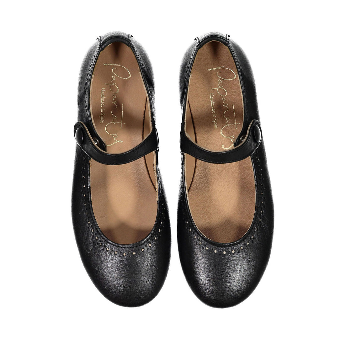 Papanatas Black Patent Dot Detail Mary Janes
