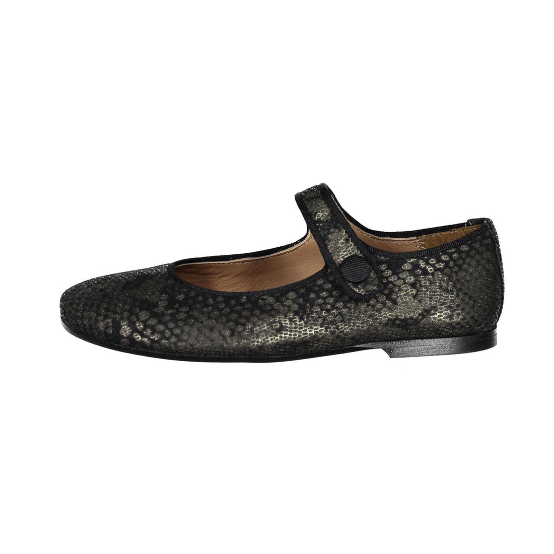 Papanatas Black Snake Detail Button Mary Janes
