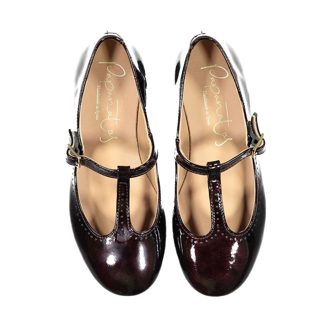 Papanatas Plum T-Strap Flat