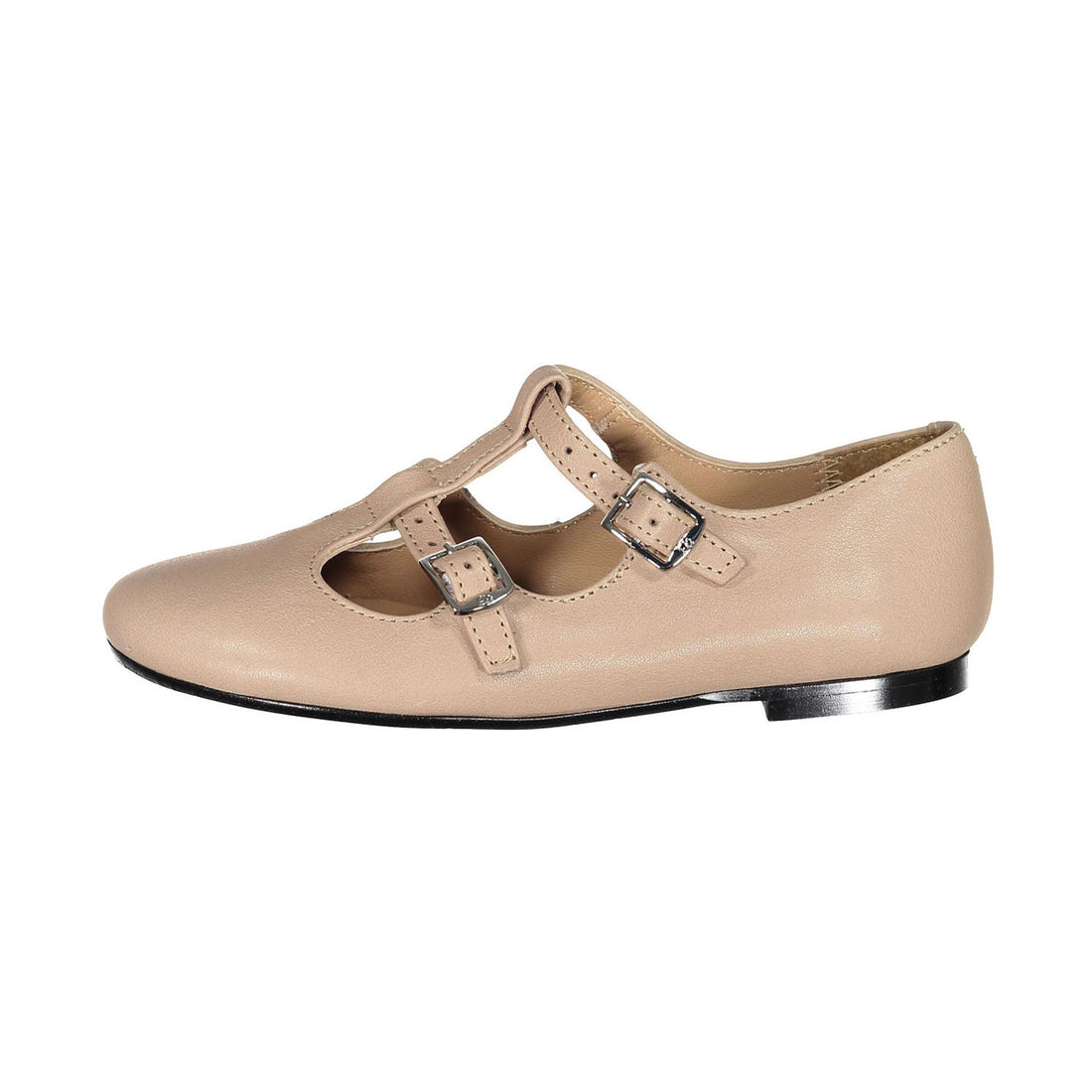 Papanatas Tan Leather Double T-Strap Flats
