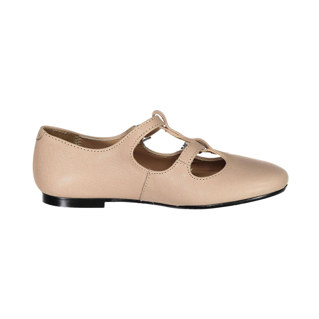 Papanatas Tan Leather Double T-Strap Flats