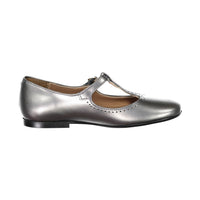 Papanatas Silver Metallic T-Strap Flat