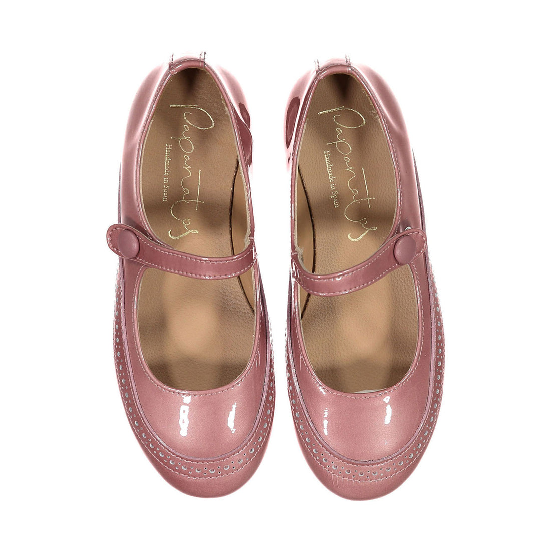 Papanatas Pink Patent Front Eyelet Mary Janes
