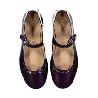 Papanatas Purple Patent Leather Dot Detail Mary Janes