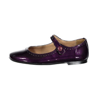 Papanatas Purple Patent Leather Dot Detail Mary Janes