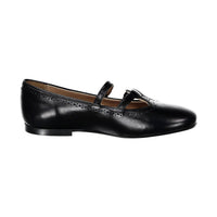 Papanatas Black Leather Double Buckle T-Strap