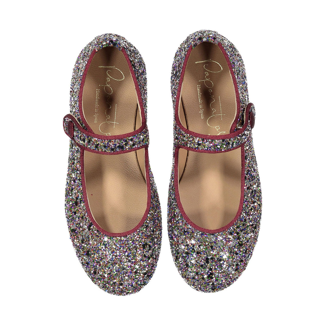 Papanatas Multicolor Glitter Button Mary Janes