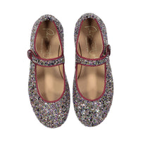 Papanatas Multicolor Glitter Button Mary Janes