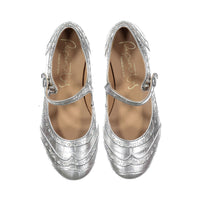 Papanatas Silver Leather Wingtip Mary Janes