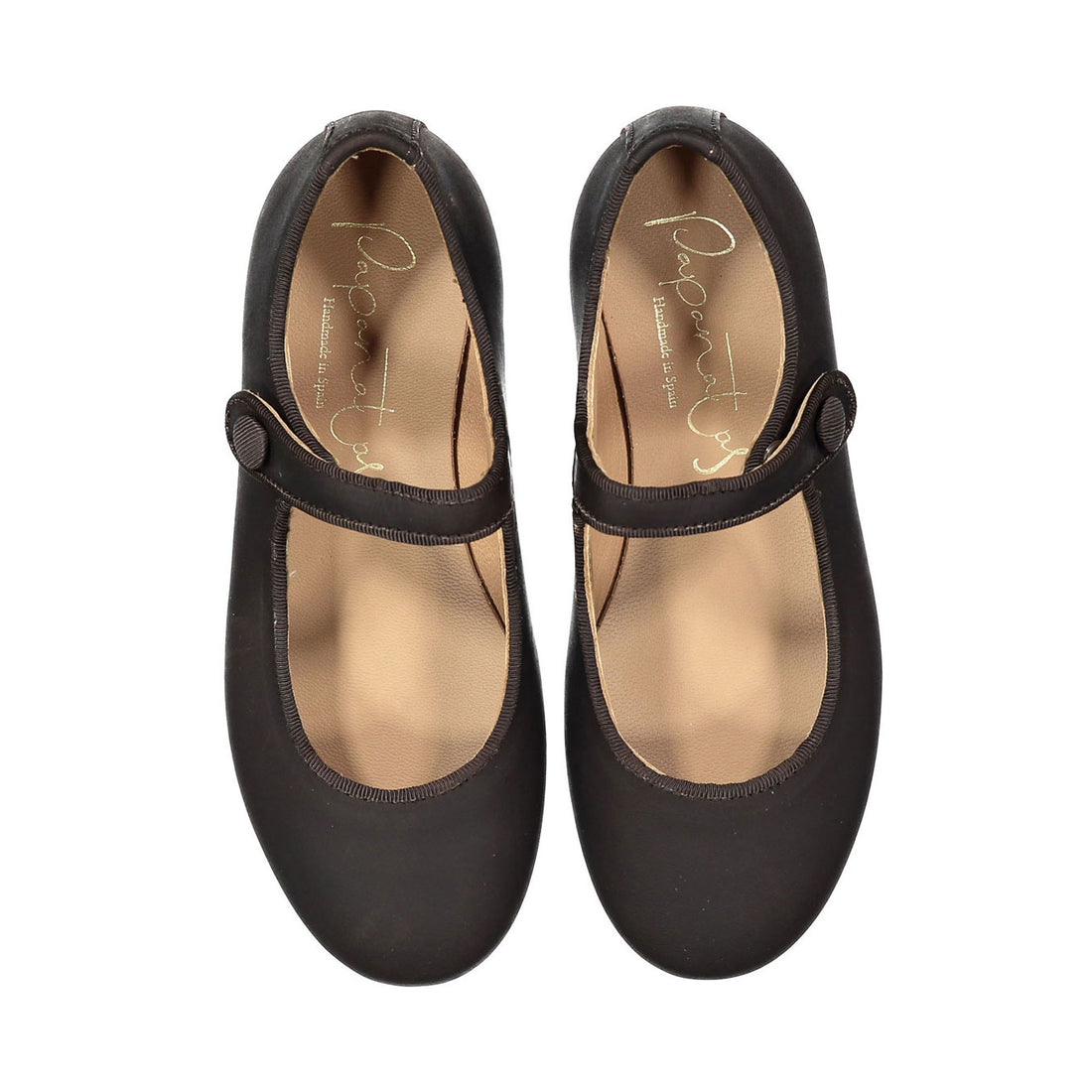 Papanatas Brown Matte Button Mary Janes