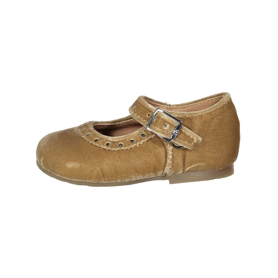 Papanatas Tan Velvet Baby Mary Janes