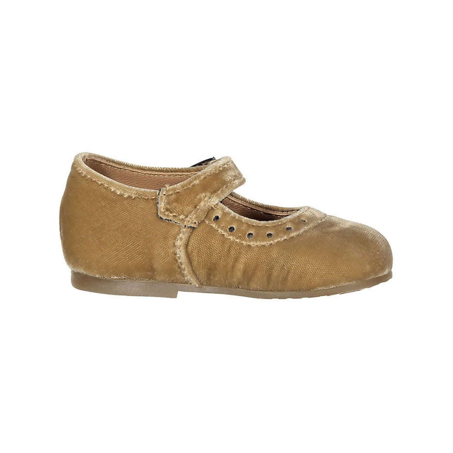 Papanatas Tan Velvet Baby Mary Janes