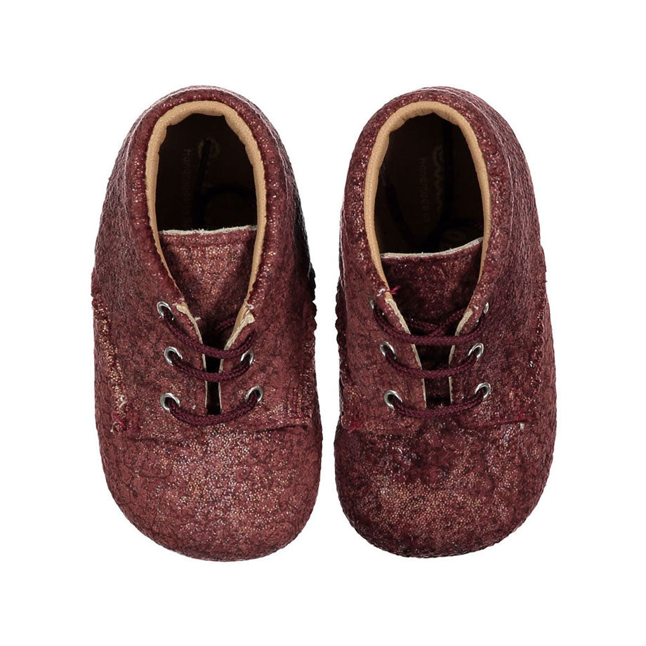 Papanatas Burgundy Wool Baby Laces Shoe