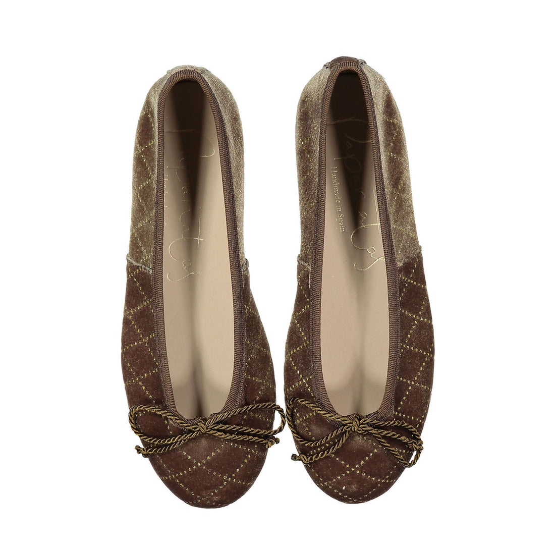 Papanatas Moss Velvet Studded Ballet Flat