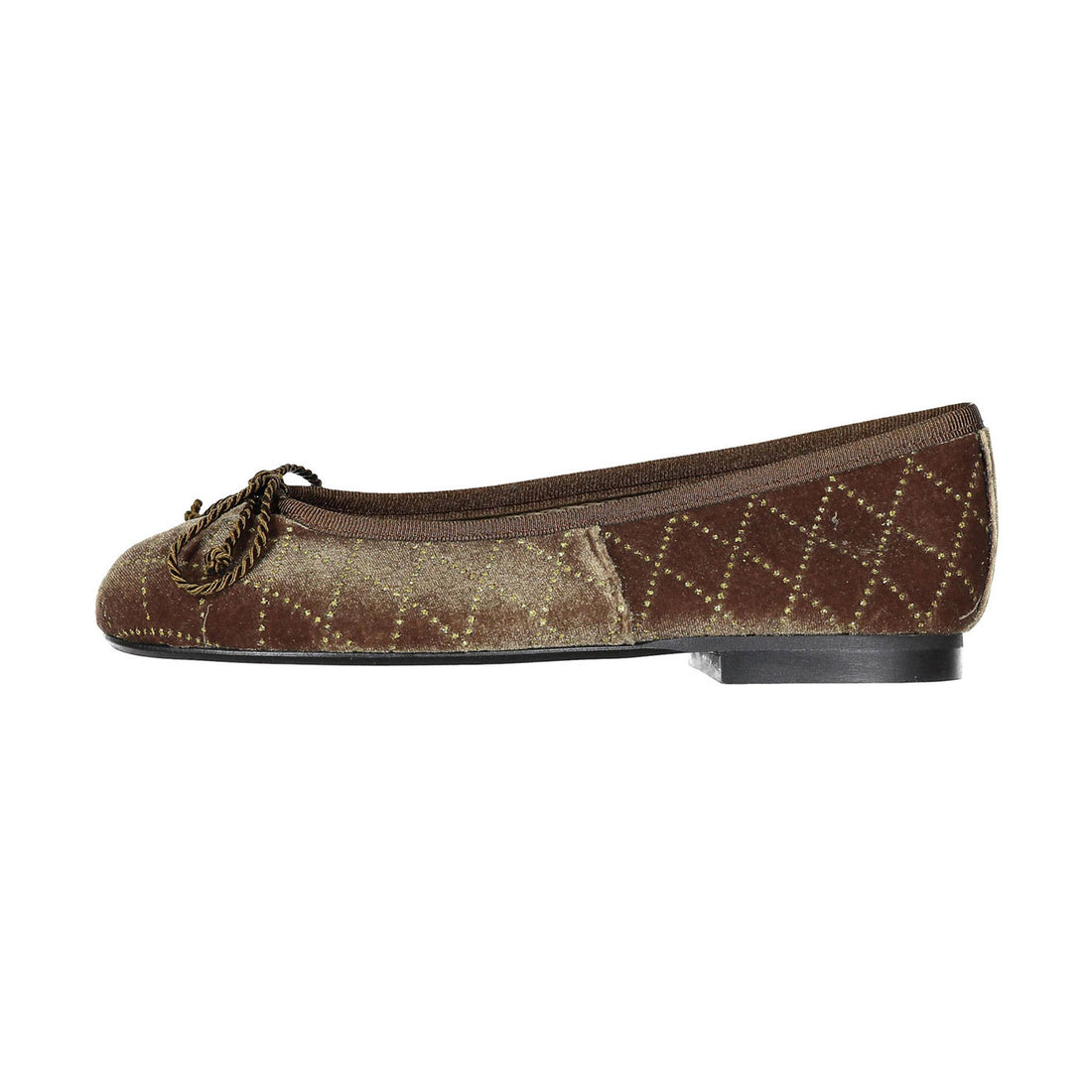 Papanatas Moss Velvet Studded Ballet Flat