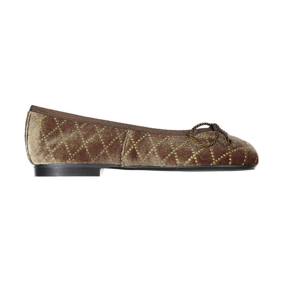 Papanatas Moss Velvet Studded Ballet Flat