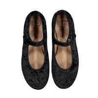 Papanatas Black Velvet Button Mary Janes
