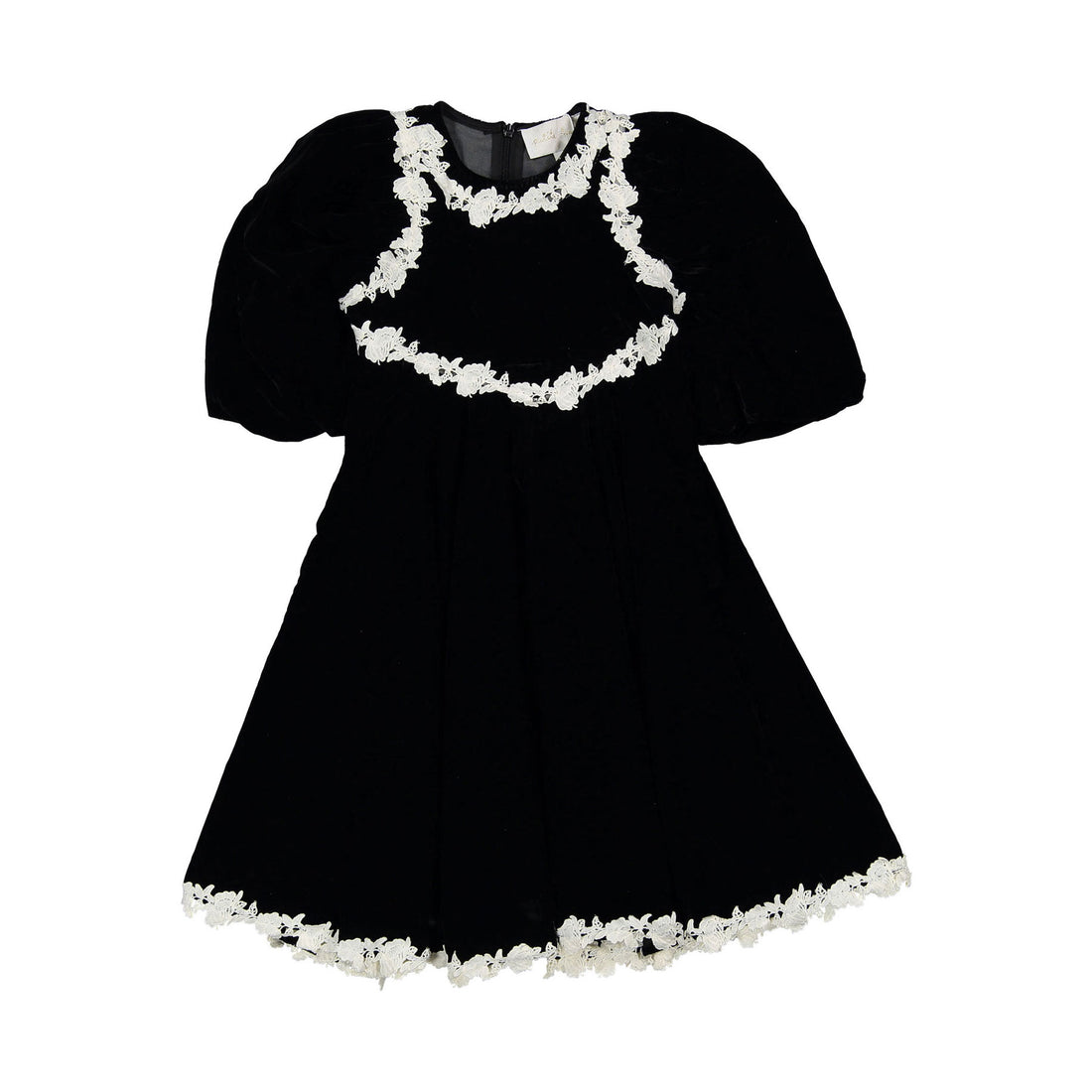 Petite Amalie Black/Cream Rose Lace Velvet Dress  Ladida
