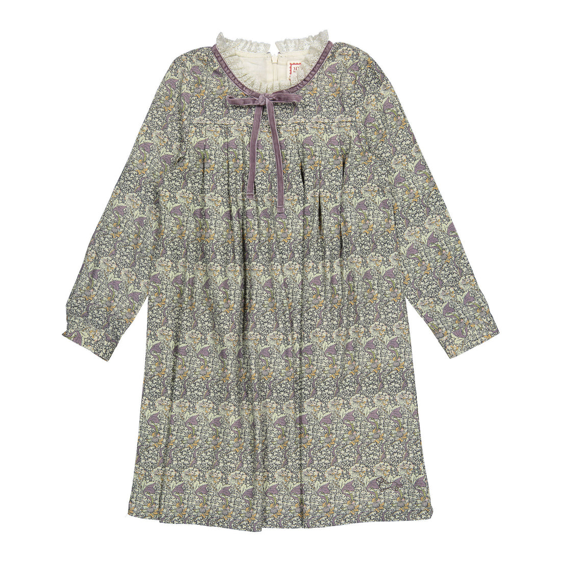 1984 Mocha Floral Pleated Dress