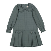 1984 Teal Grid Drop Waist Dress