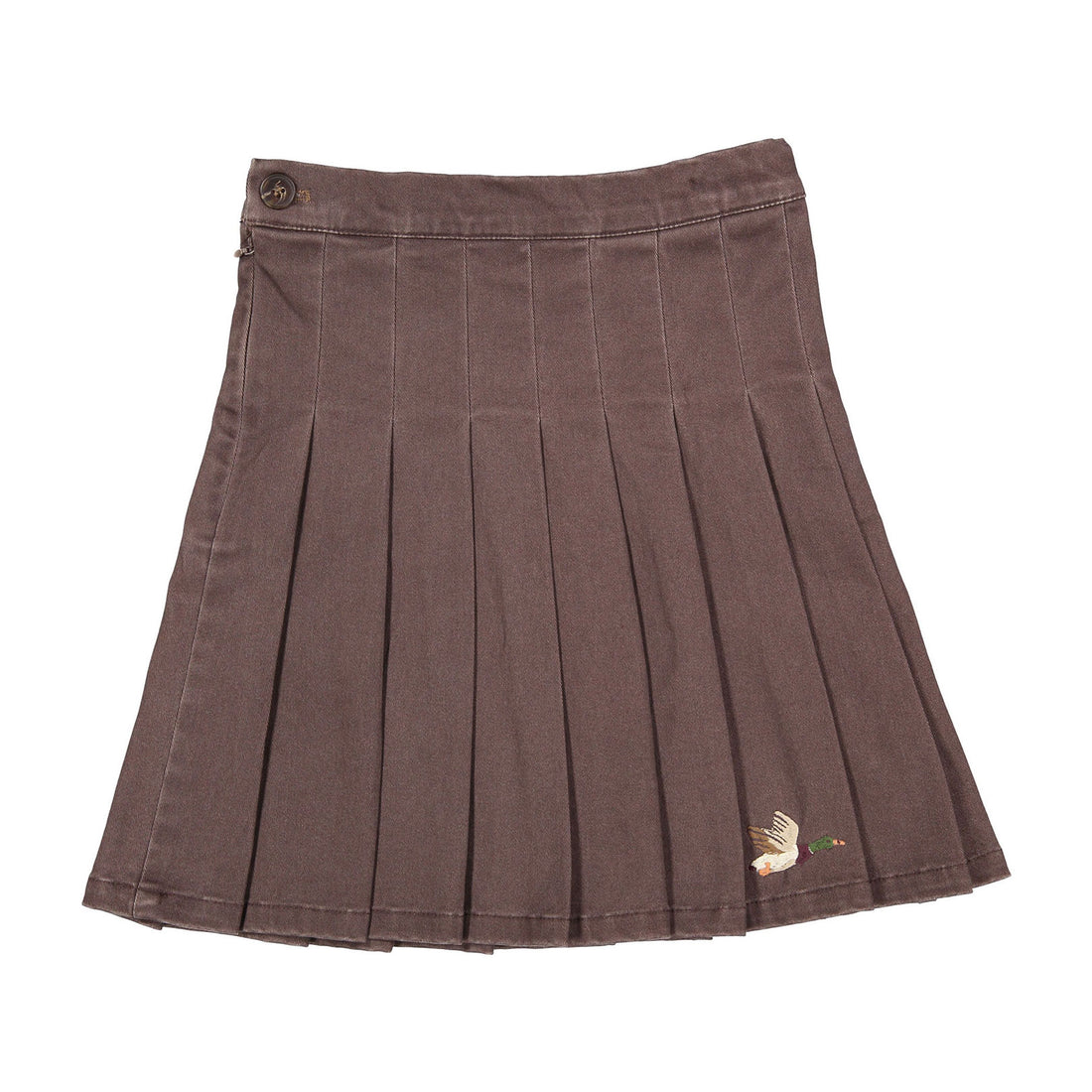 1984 Brown Denim Pleated Skirt