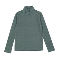 1984 Teal Grid Printed Turtleneck