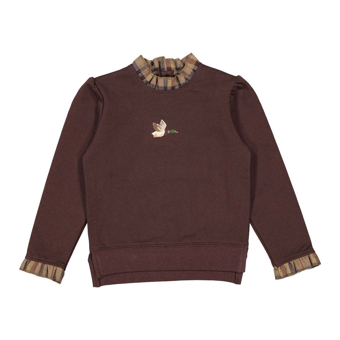1984 Brown Duck Embroidered Ruffle Sweatshirt