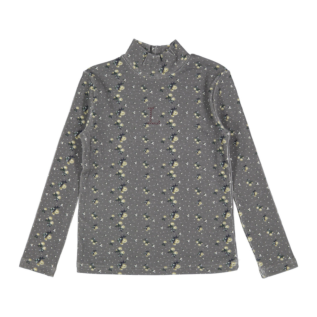 L by Ladida Grey Floral Turtleneck
