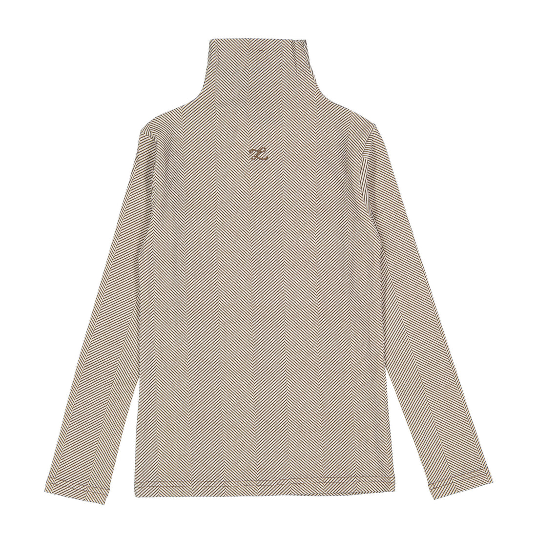 L by Ladida Brown Herringbone Printed Turtleneck