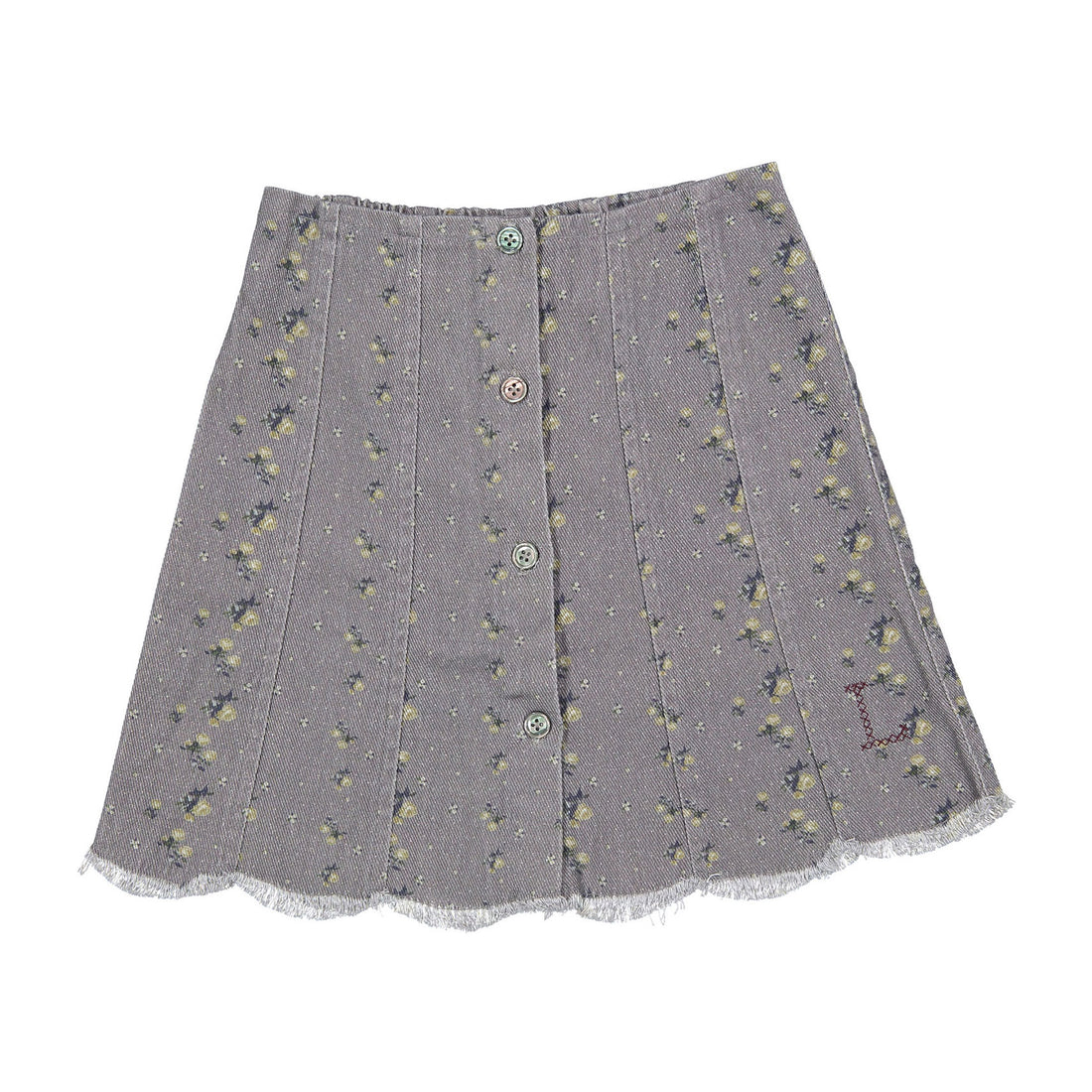 L by Ladida Grey Floral Denim Skirt
