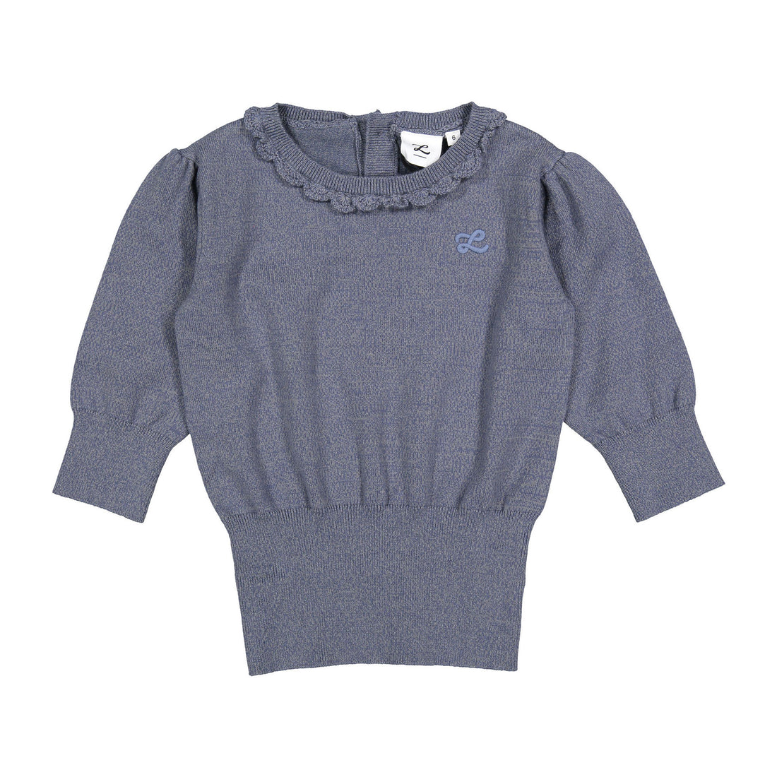 L by Ladida Greyish Blue Ruffle Neck Sweater