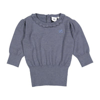 L by Ladida Greyish Blue Ruffle Neck Sweater