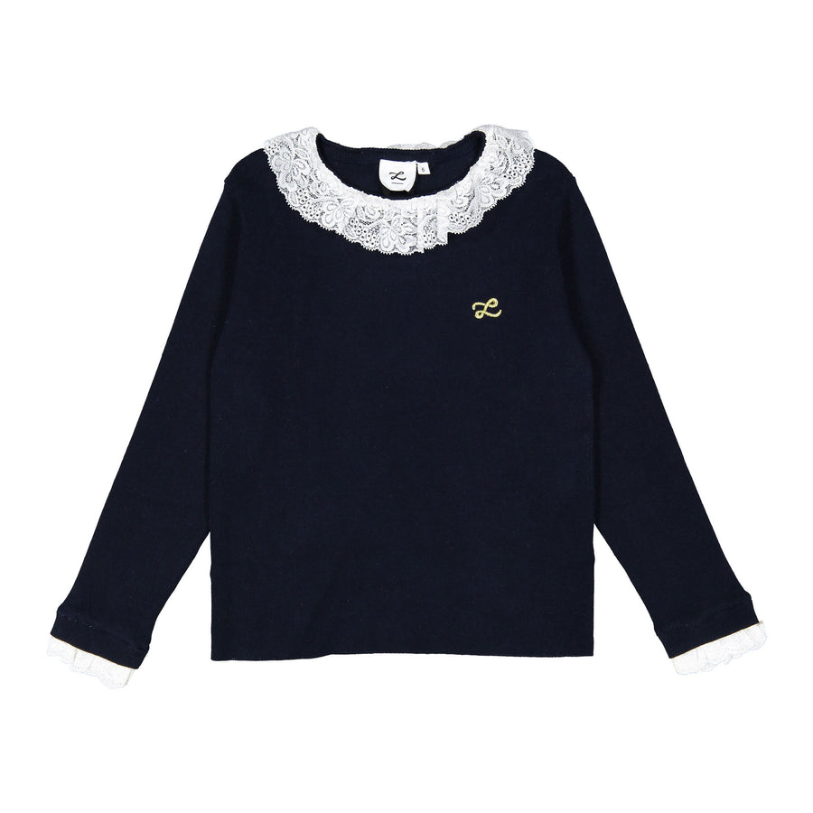 L by Ladida Navy Lace Collar Sweater