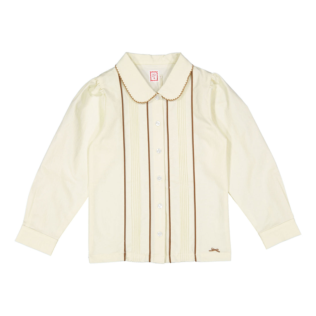 1984 White/ Cognac Trim Blouse