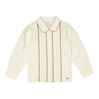 1984 White/ Cognac Trim Blouse
