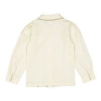 1984 White/ Cognac Trim Blouse