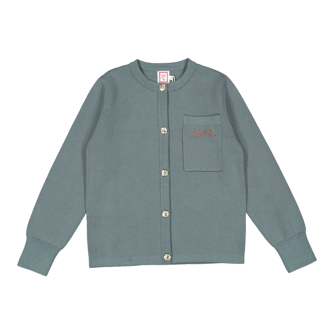 1984 Sage Bow Embroidery Cardigan