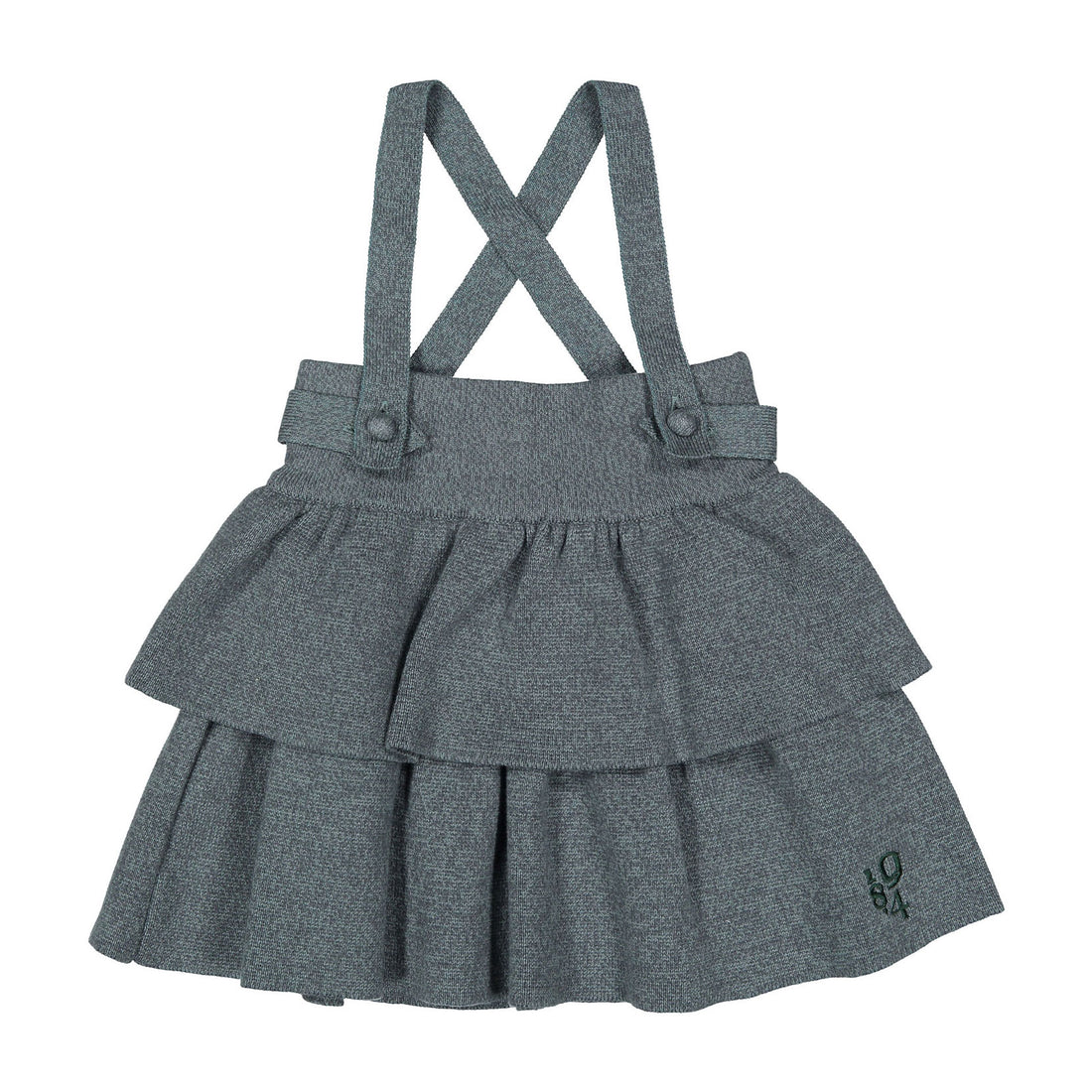 1984 Sage Ruffle Suspender Knit Skirt
