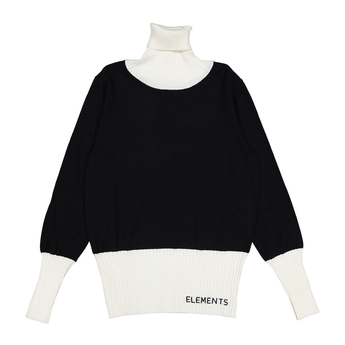 ELEMENTS Black/White Trim Knit Turtleneck