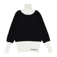 ELEMENTS Black/White Trim Knit Turtleneck