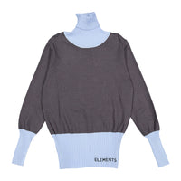 ELEMENTS Grey/Blue Trim Knit Turtleneck