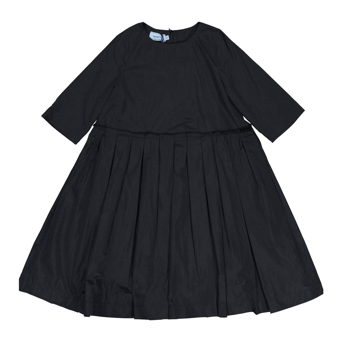 Mimisol Black Taffeta Pleated Long Dress