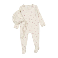 Ladida Layette Rose Grid Romper + Bonnet