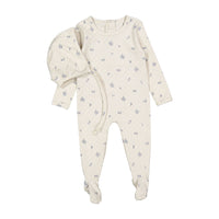 Ladida Layette Slate Grid Romper + Bonnet