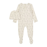 Ladida Layette Sketched Floral Romper + Hat