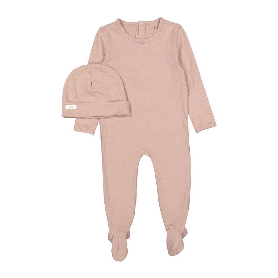 Ladida Layette Pink Heart Romper + Hat
